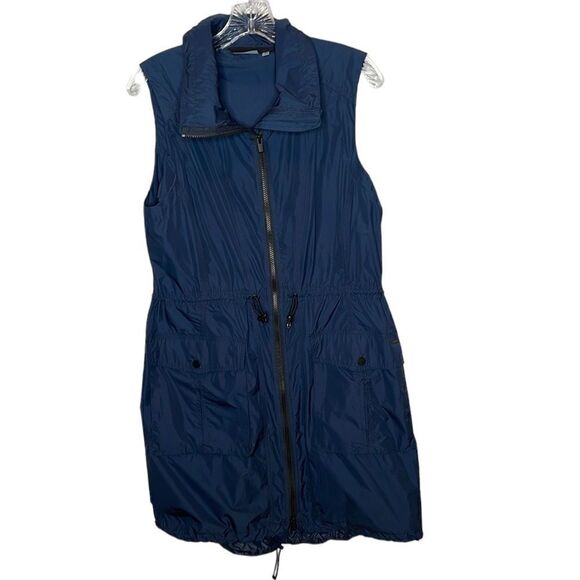 Athleta Zip Front Navy Blue Parachute Nylon Dress. Size Medium. - Picture 1 of 13